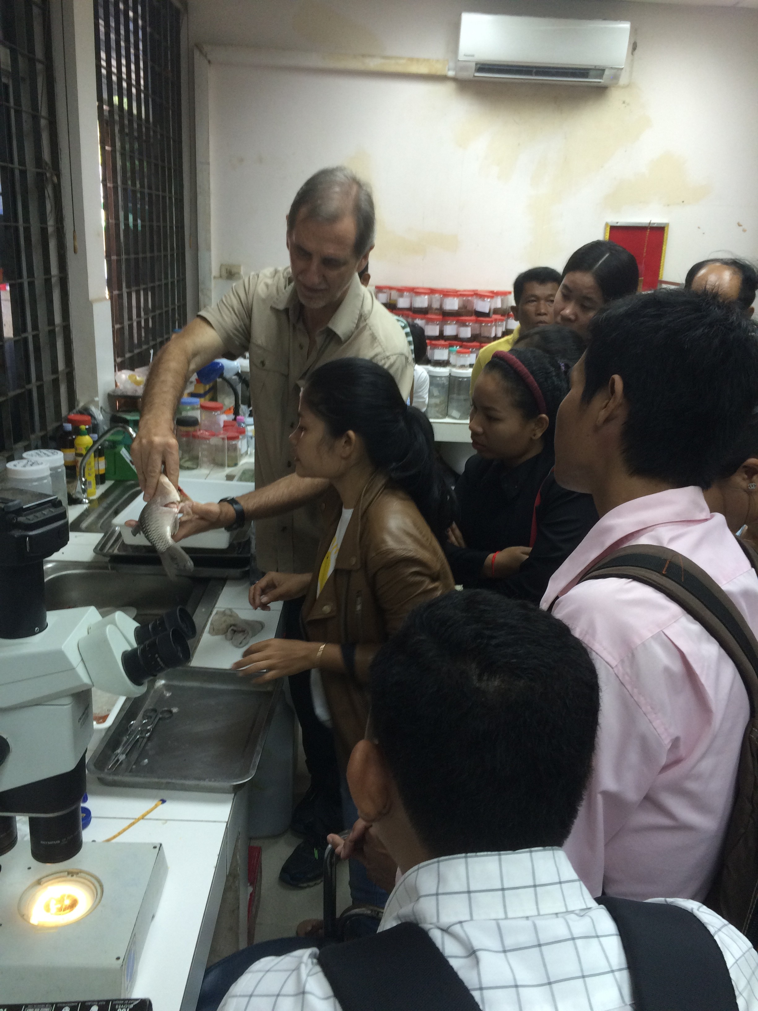Aquatic Ecology Lab Provides Training in Fisheries Methods to Cambodian Fisheries Students and Professionals